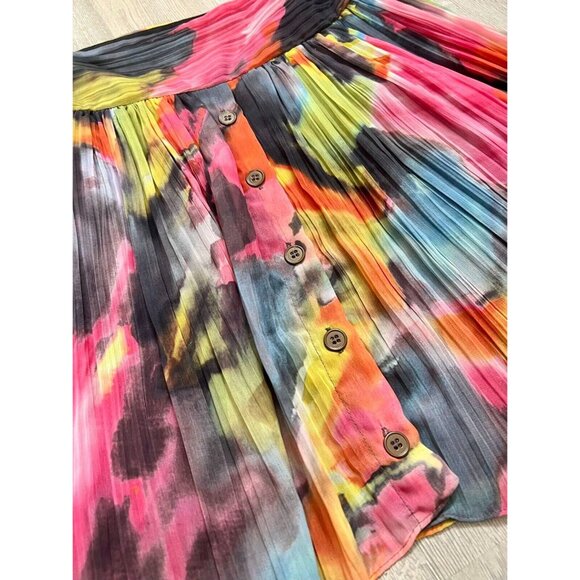 Walter Baker Womens Chiffon Pleated Abstract Print Short Skirt Y2K Size 2 - Picture 3 of 10